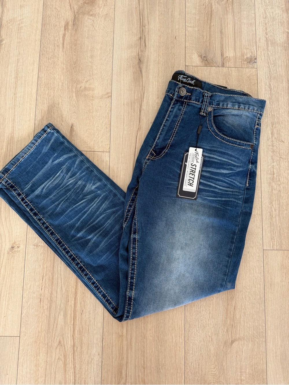 True Luck Classic Stretch Straight Blue Jeans